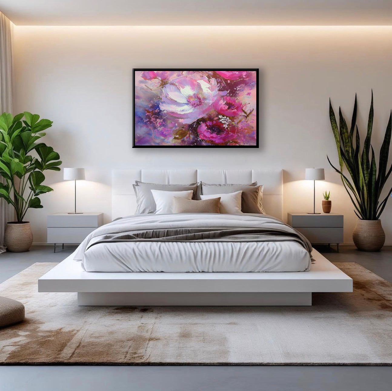 AUREORA Art Leinwand Rosa Blütenpracht