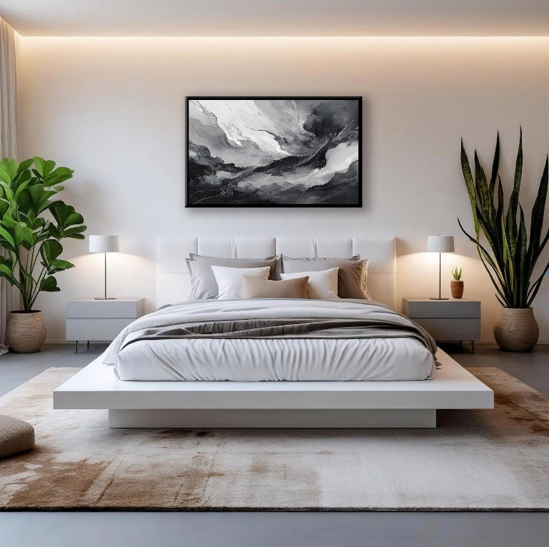 AUREORA Art Leinwand Schwarz-Weiße Dynamik