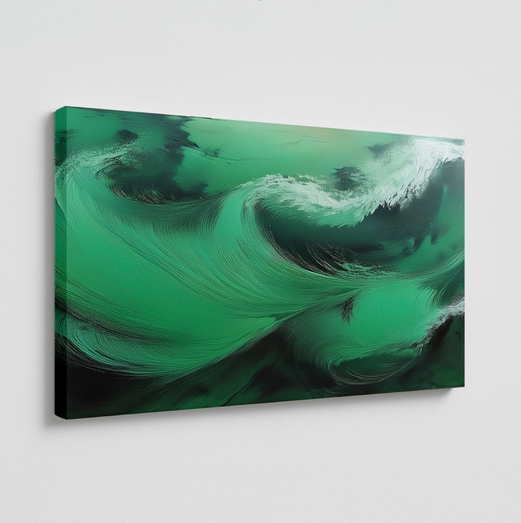 AUREORA Art Leinwand Smaragd-Welle