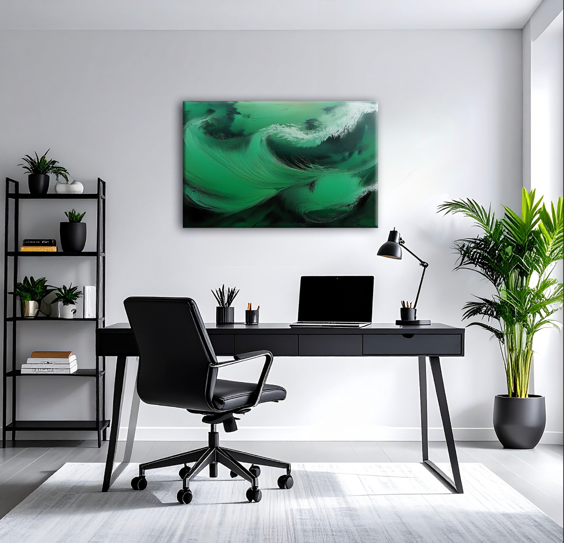 AUREORA Art Leinwand Smaragd-Welle