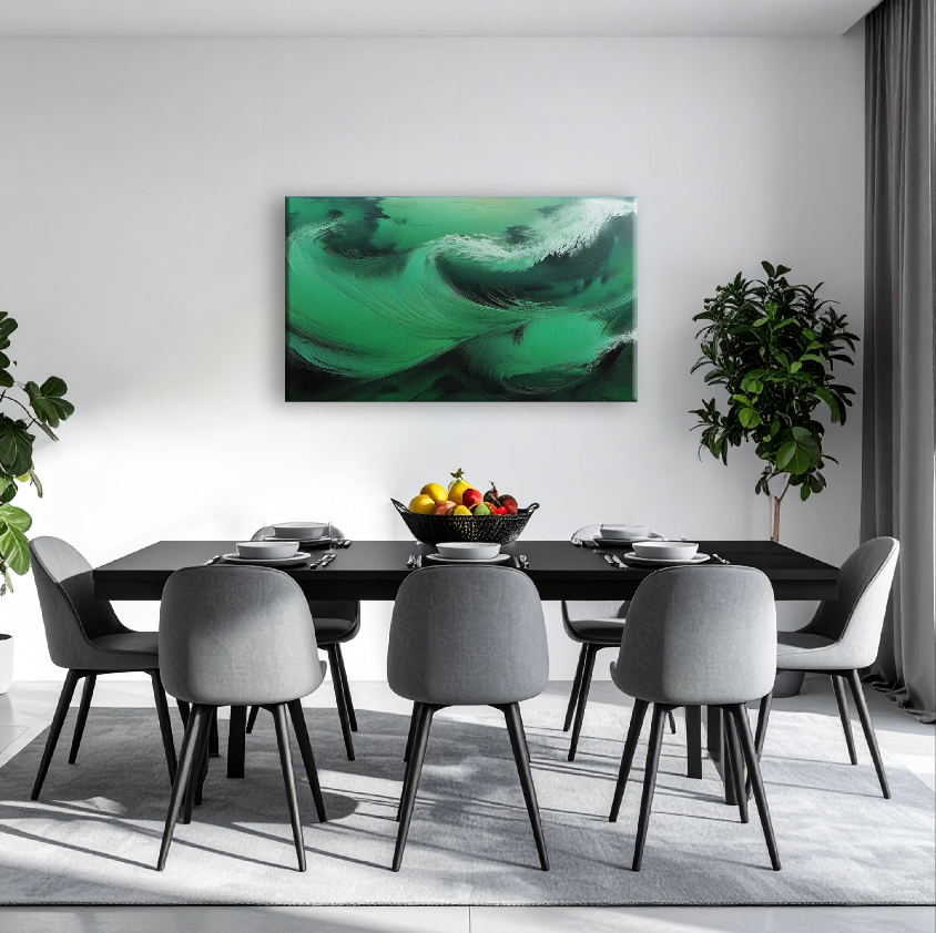 AUREORA Art Leinwand Smaragd-Welle