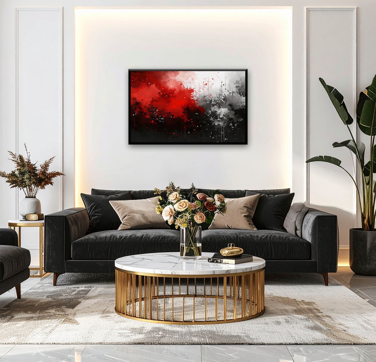 AUREORA Art Leinwand Schwarz-Rote-Dynamik