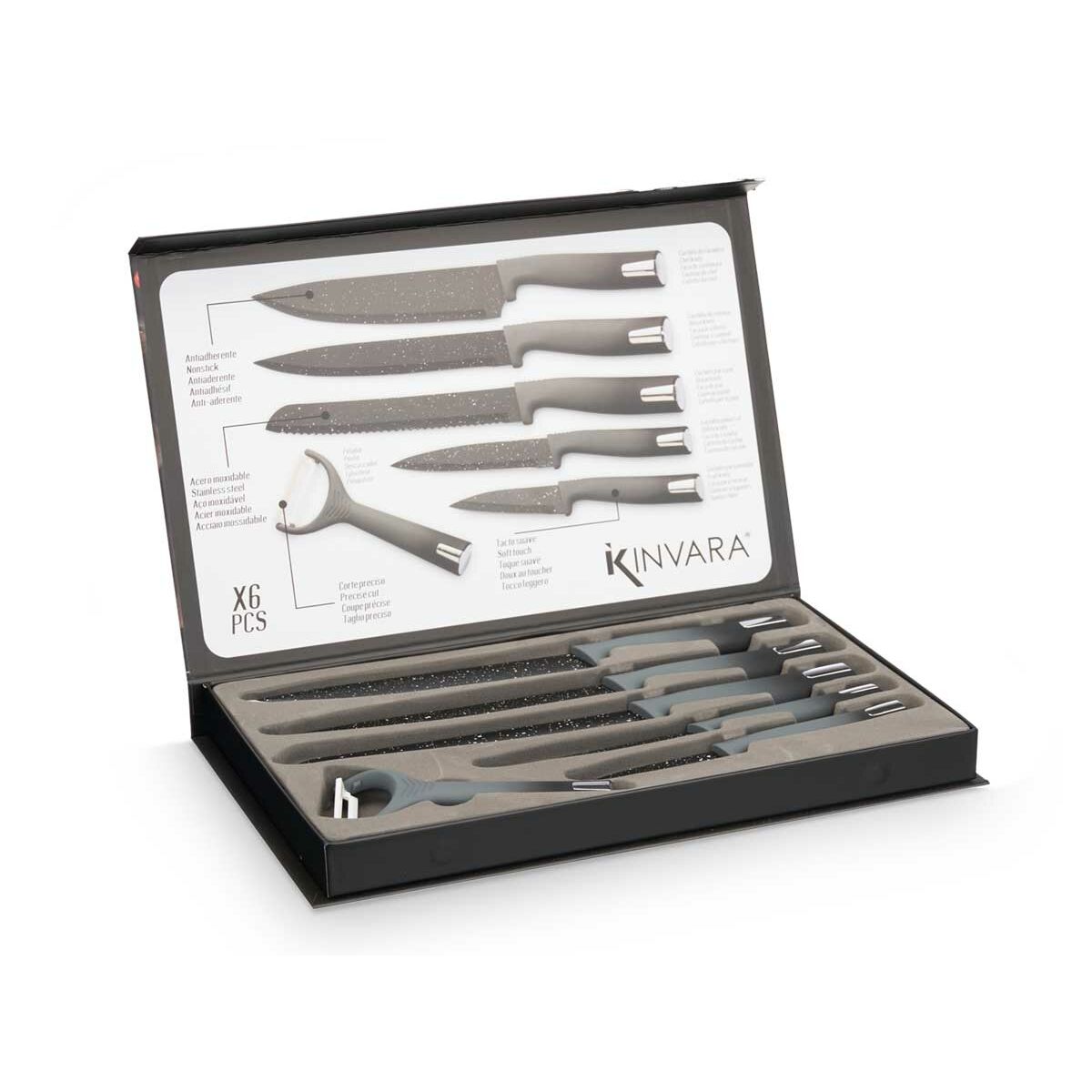Kinvara Messerset Kinvara Schwarz Edelstahl Polypropylen 6 Stücke (6 Stück)