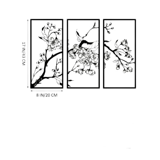 Metall-Wandkunst Ast 60x43cm 3 Stück
