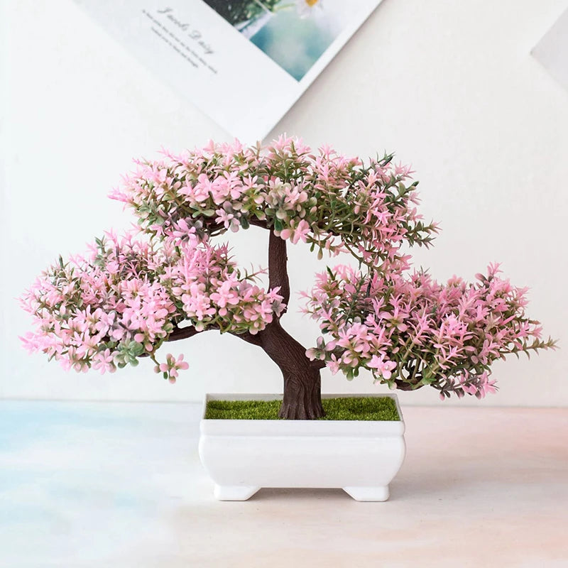 Kunstpflanze Blühender Bonsai Dekoration 18 cm