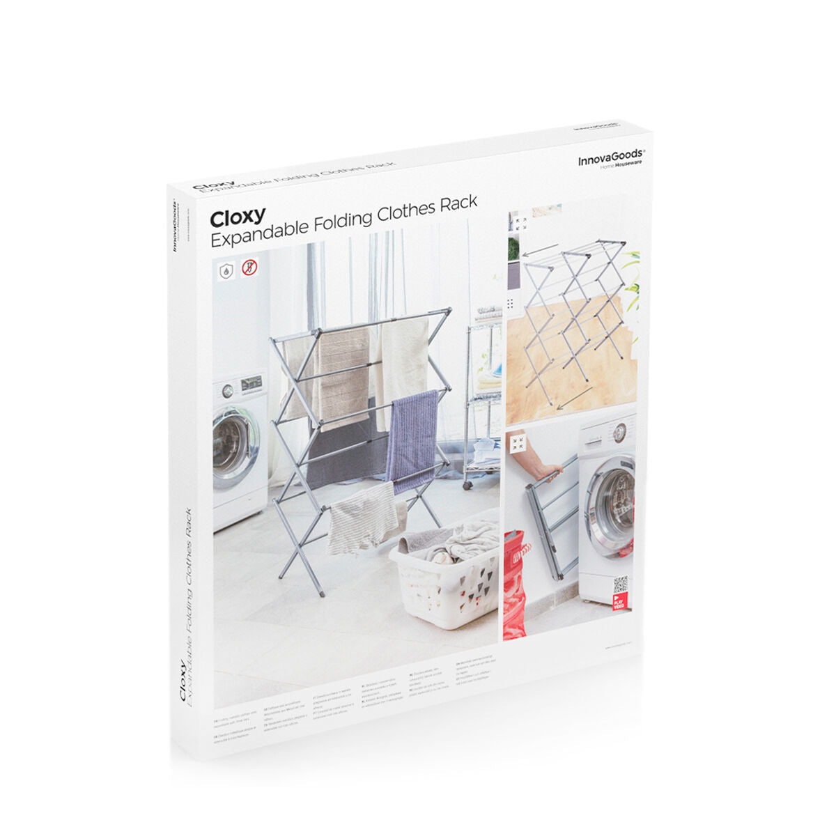 Innovagoods Zusammenklappbarer Und Ausziehbarer Metall-Wäscheständer Mit 3 Höhenstufen Cloxy Innovagoods 11 Stangen